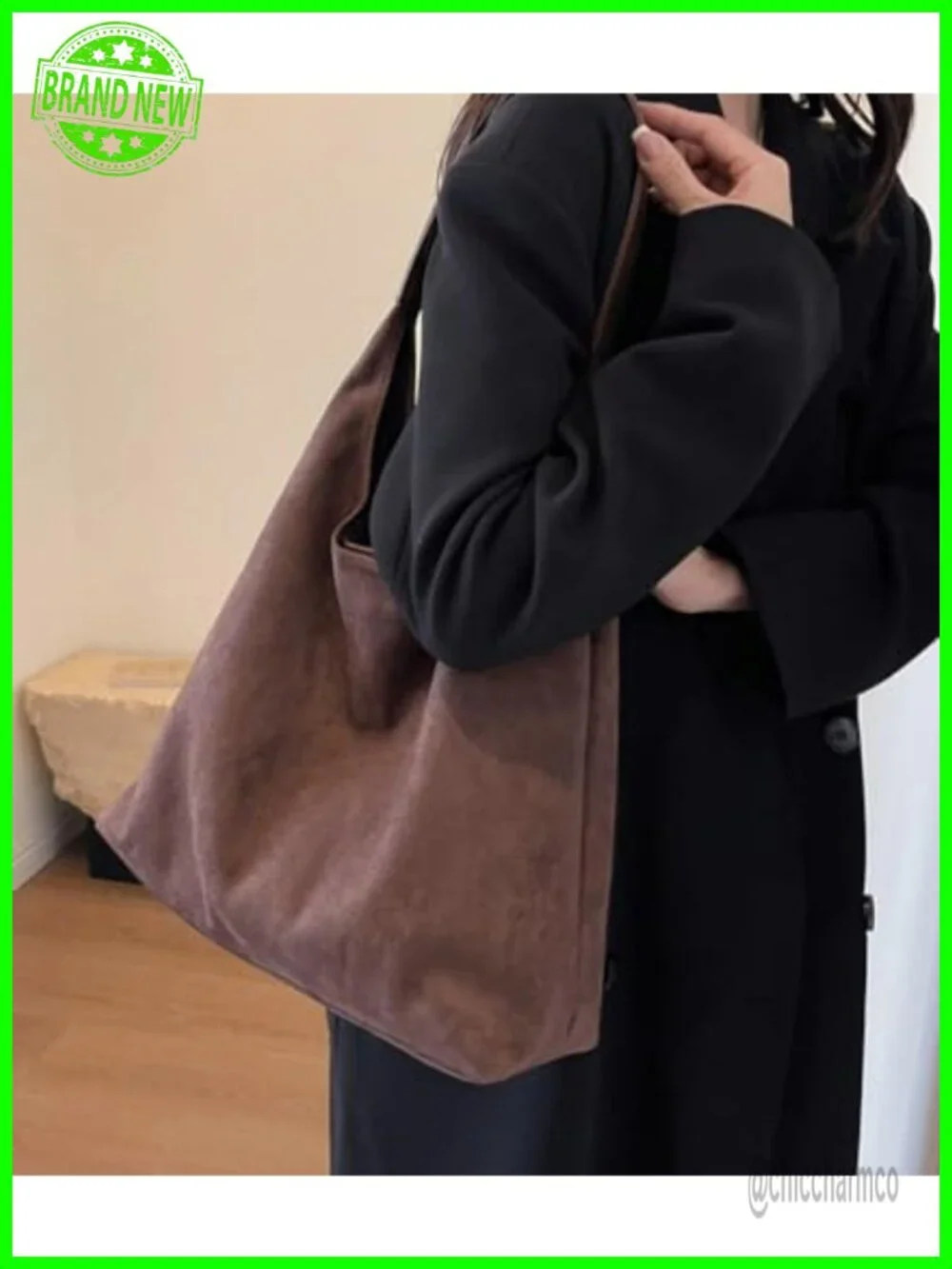 Faux Suede Leather Hobo Bag Set Large Tote Shoulder Bag Set 2pcs